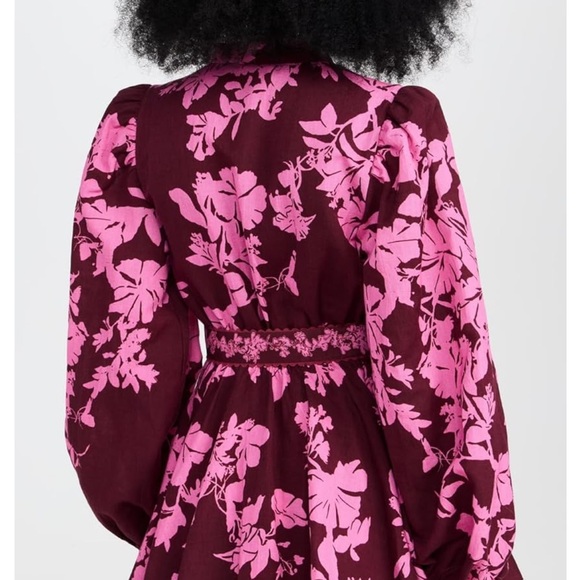 Red and Pink Long Sleeve Floral Dress - Picture 3 of 6